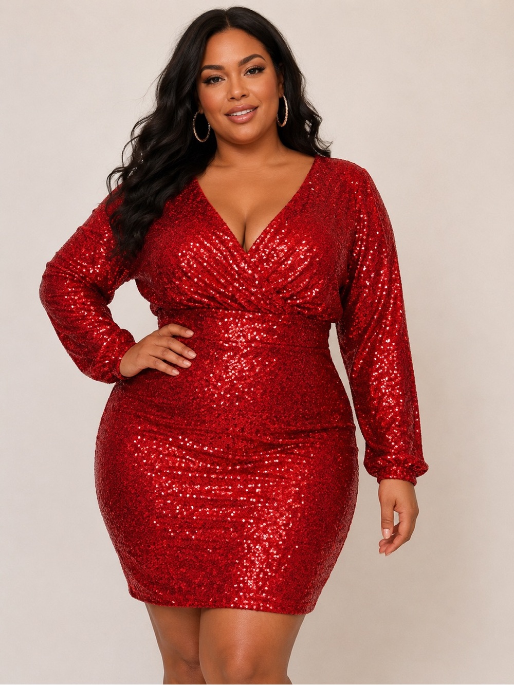 Ashley Stewart Red Sequin Bodycon Cocktail Party Dress Plus Size 18/20 NWT